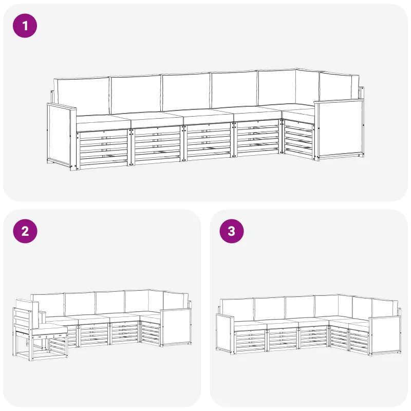 Sekcijos sofų komplektas su pagalve 5 pcs Natūrali