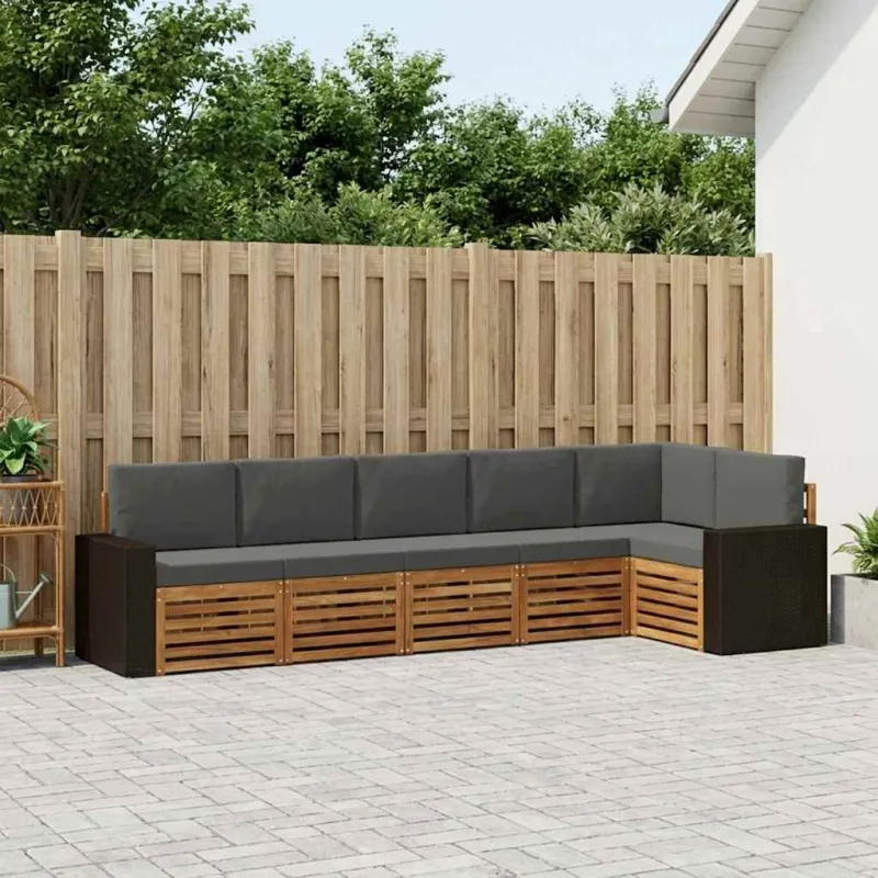 Sekcijos sofų komplektas 6 pcs Natūralus ir antracitas