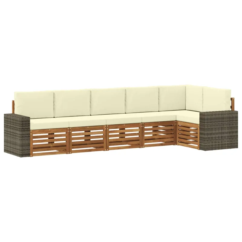 Sekcijos sofų komplektas 6 pcs Natūralus ir grietinėlė