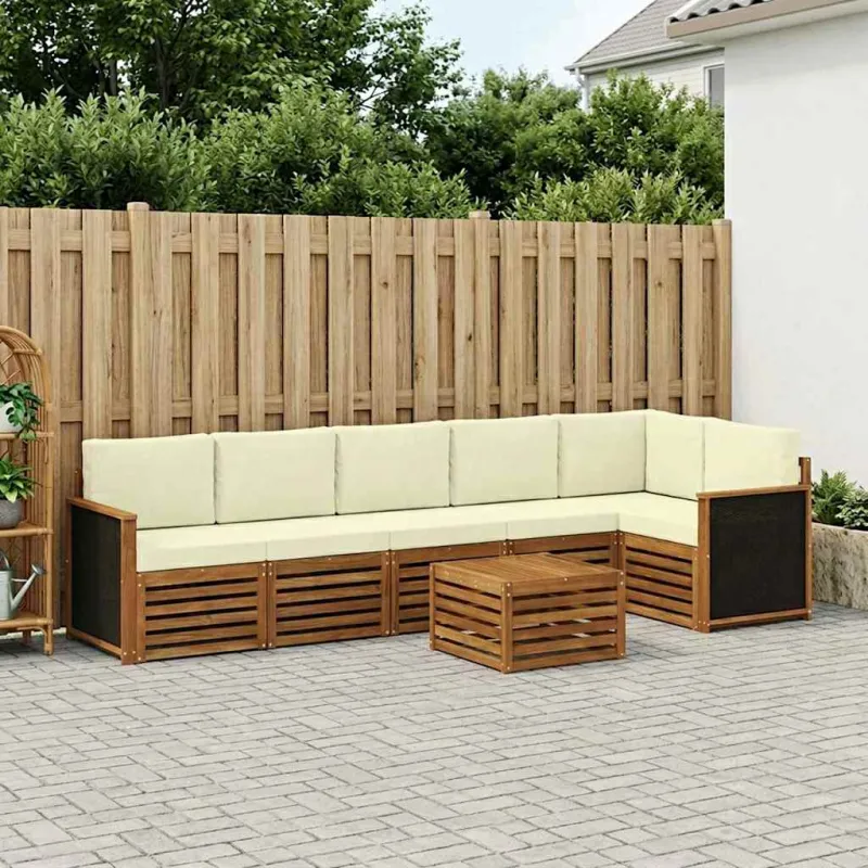 Sekcijos sofų komplektas 6 pcs Natūralus ir grietinėlė
