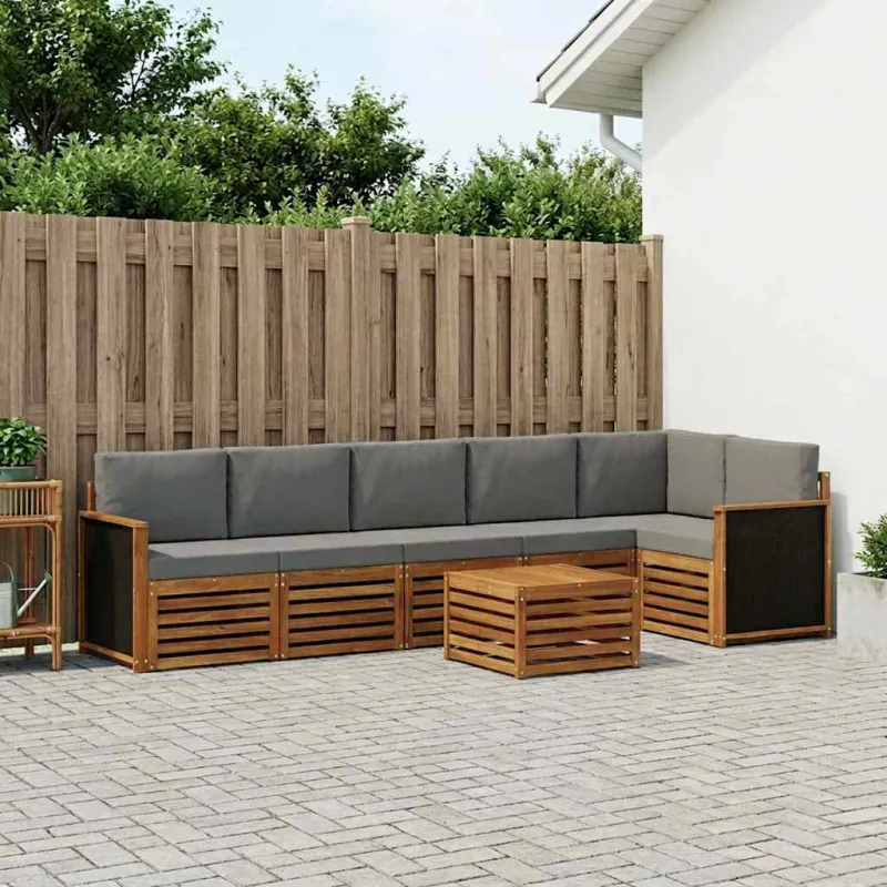 Sekcijos sofų komplektas 6 pcs Natūrali ir šviesiai pilka