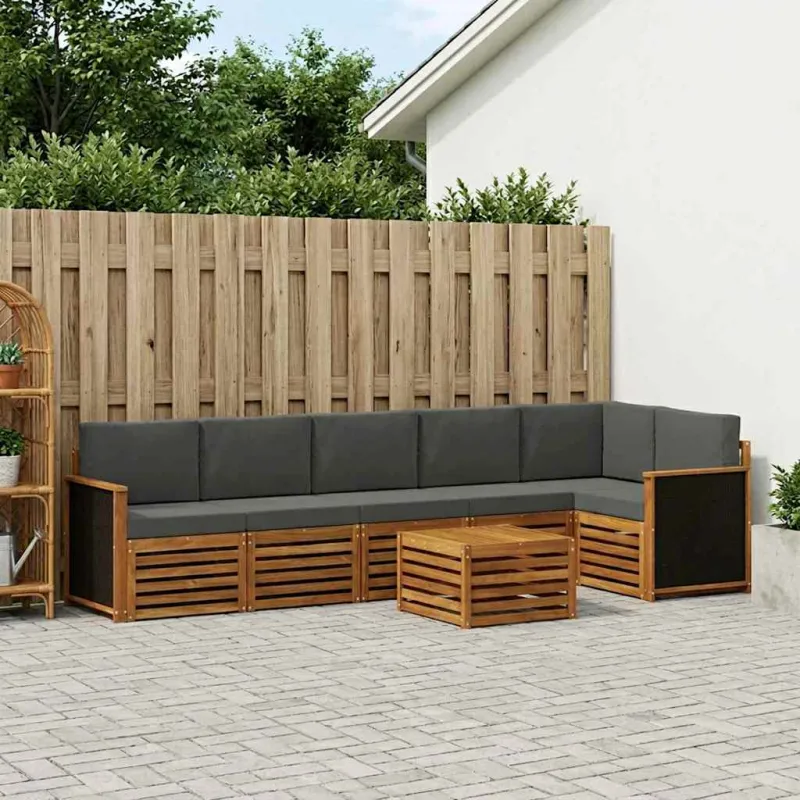 Sekcijos sofų komplektas 6 pcs Natūralus ir antracitas