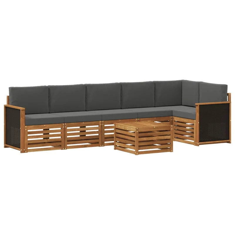 Sekcijos sofų komplektas 6 pcs Natūralus ir antracitas