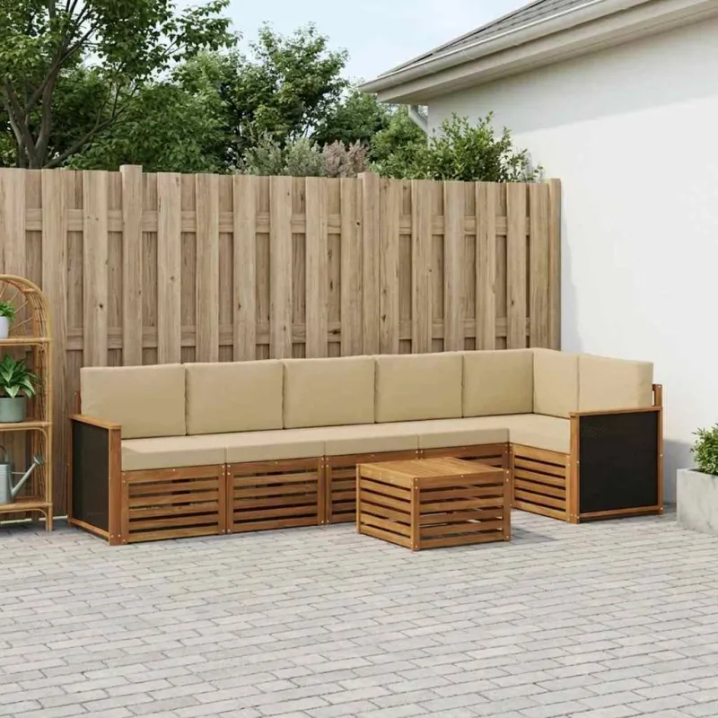 Sekcijos sofų komplektas su pagalve 6 pcs Natūrali