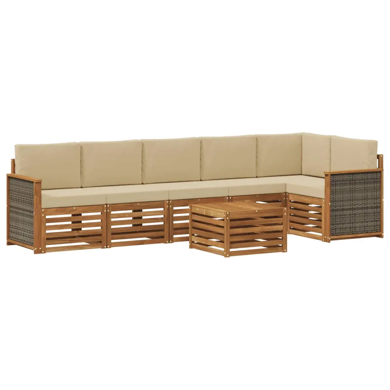 Sekcijos sofų komplektas su pagalve 6 pcs Natūrali