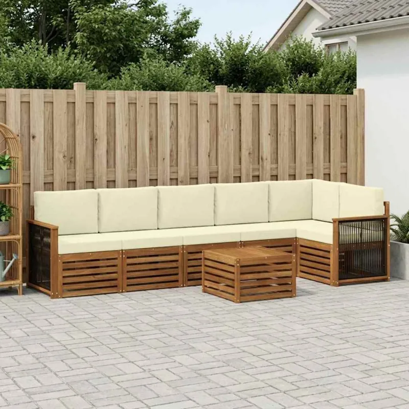 Sekcijos sofų komplektas 6 pcs Natūralus ir grietinėlė