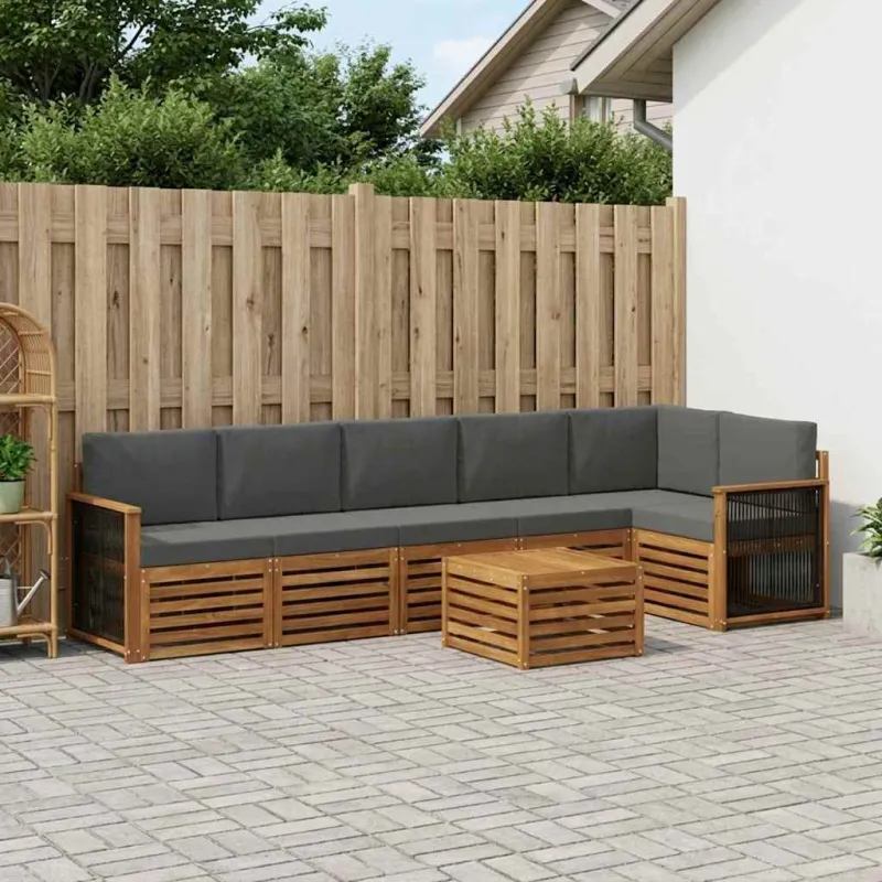 Sekcijos sofų komplektas 6 pcs Natūralus ir antracitas