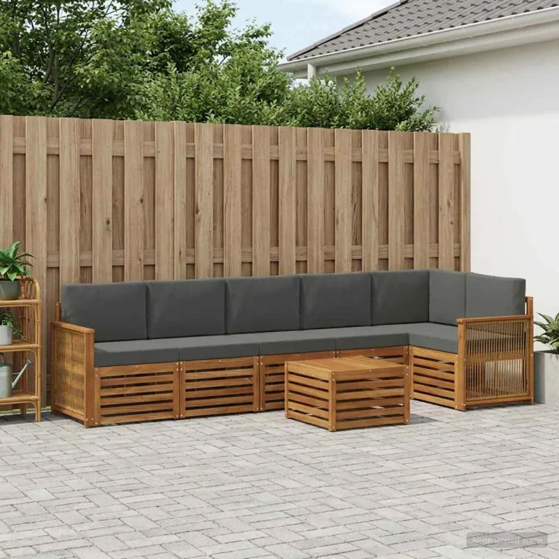 Sekcijos sofų komplektas 6 pcs Natūralus ir antracitas