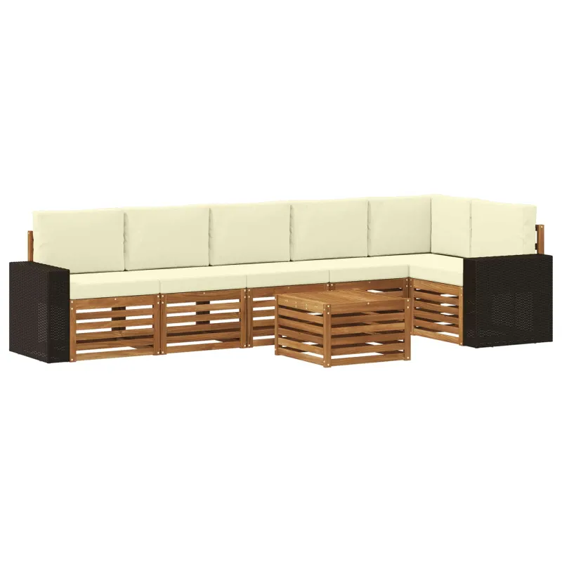 Sekcijos sofų komplektas 7 pcs Natūralus ir grietinėlė