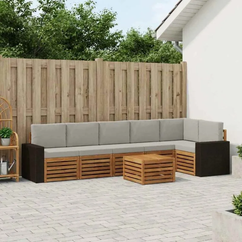 Sekcijos sofų komplektas 7 pcs Natūrali ir šviesiai pilka