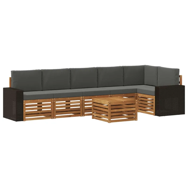 Sekcijos sofų komplektas 7 pcs Natūralus ir antracitas