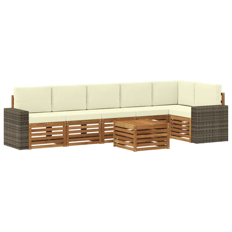 Sekcijos sofų komplektas 7 pcs Natūralus ir grietinėlė