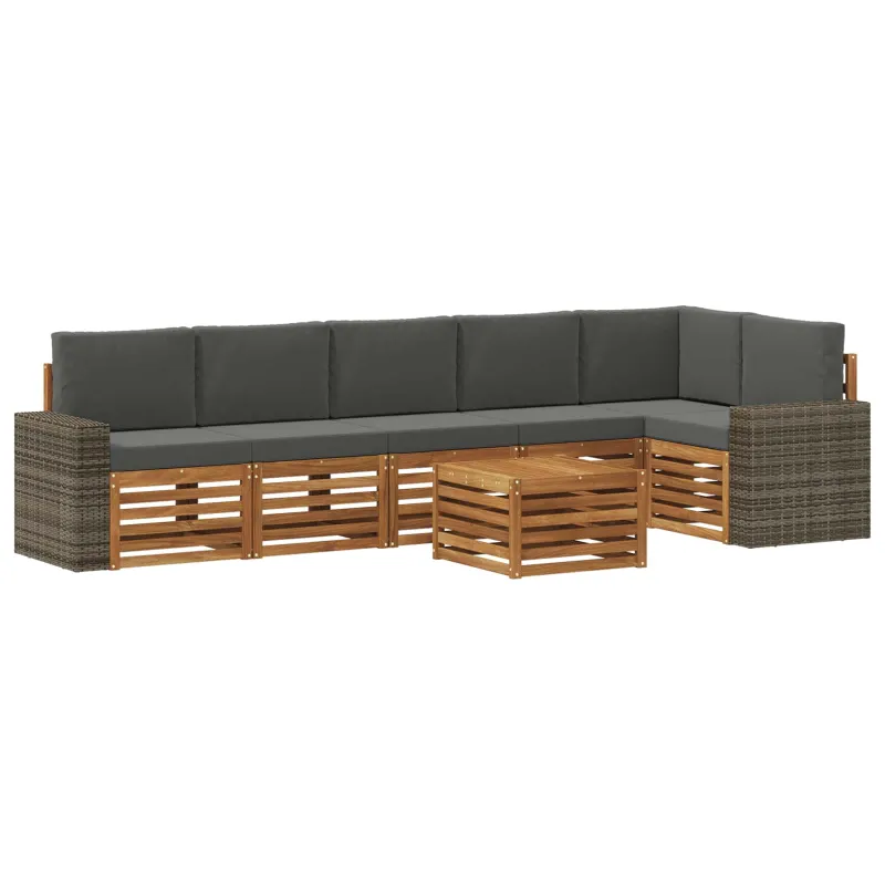 Sekcijos sofų komplektas 7 pcs Natūralus ir antracitas