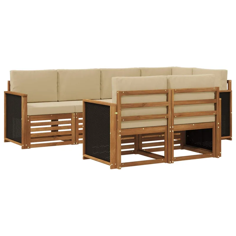 Sekcijos sofų komplektas su pagalve 6 pcs Natūrali