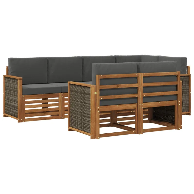 Sekcijos sofų komplektas 6 pcs Natūralus ir antracitas