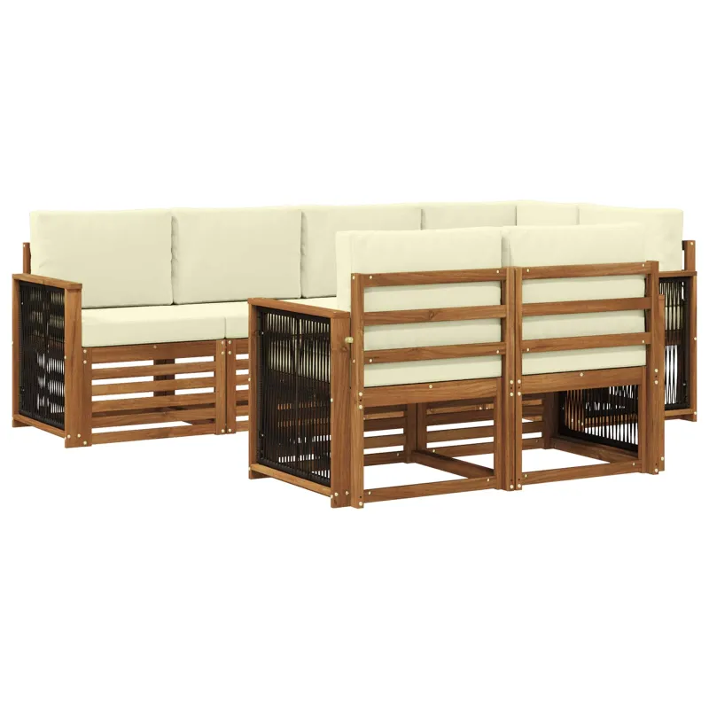 Sekcijos sofų komplektas 6 pcs Natūralus ir grietinėlė