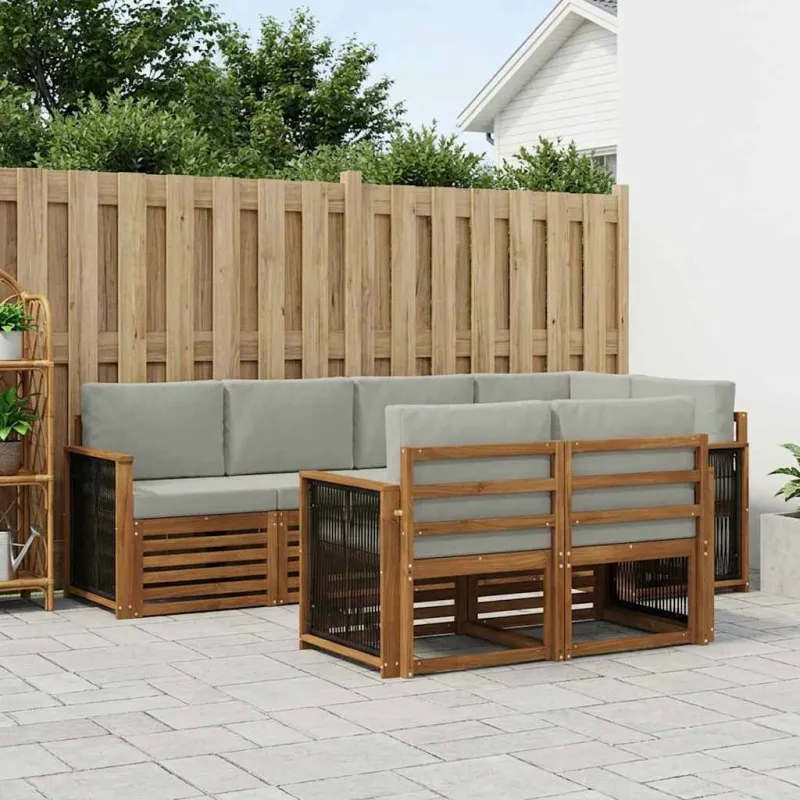 Sekcijos sofų komplektas 6 pcs Natūrali ir šviesiai pilka