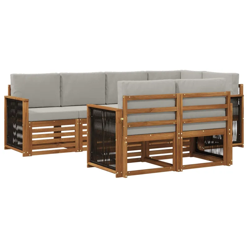 Sekcijos sofų komplektas 6 pcs Natūrali ir šviesiai pilka