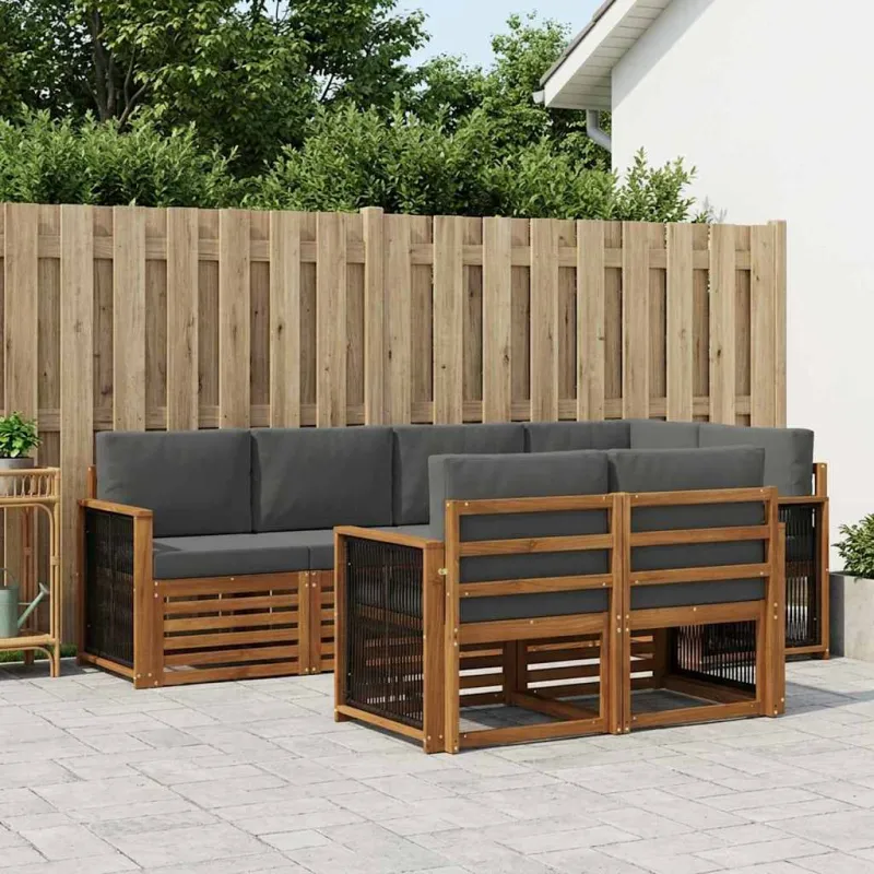 Sekcijos sofų komplektas 6 pcs Natūralus ir antracitas
