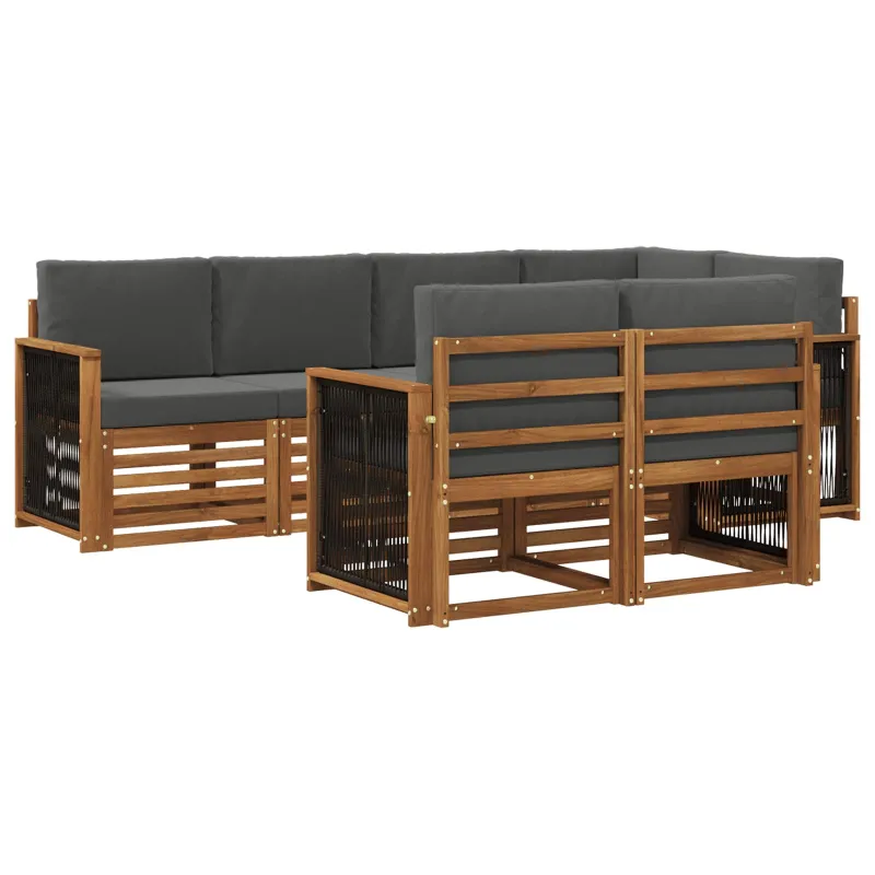 Sekcijos sofų komplektas 6 pcs Natūralus ir antracitas