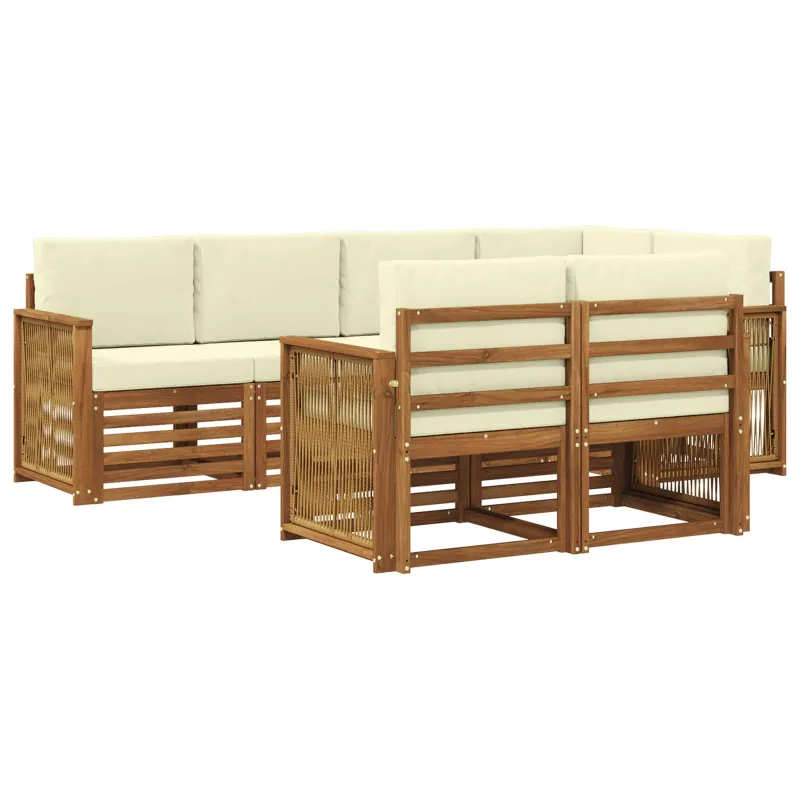 Sekcijos sofų komplektas 6 pcs Natūralus ir grietinėlė