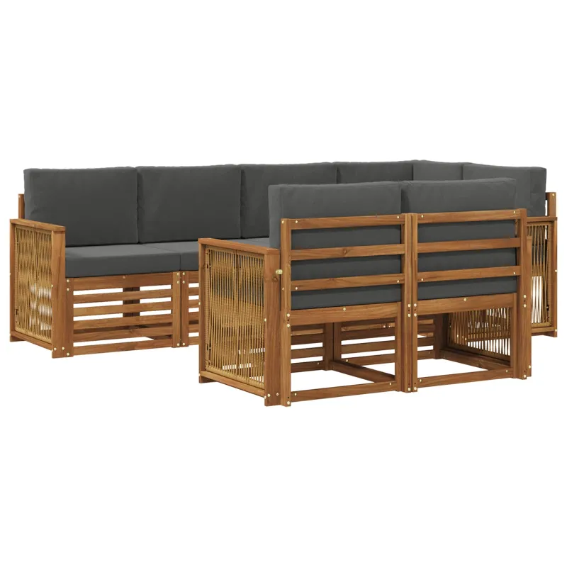 Sekcijos sofų komplektas 6 pcs Natūralus ir antracitas