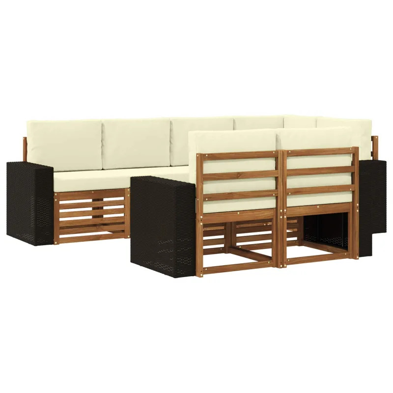 Sekcijos sofų komplektas 7 pcs Natūralus ir grietinėlė