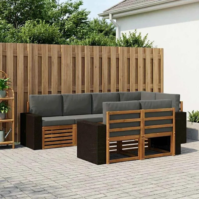 Sekcijos sofų komplektas 7 pcs Natūralus ir antracitas