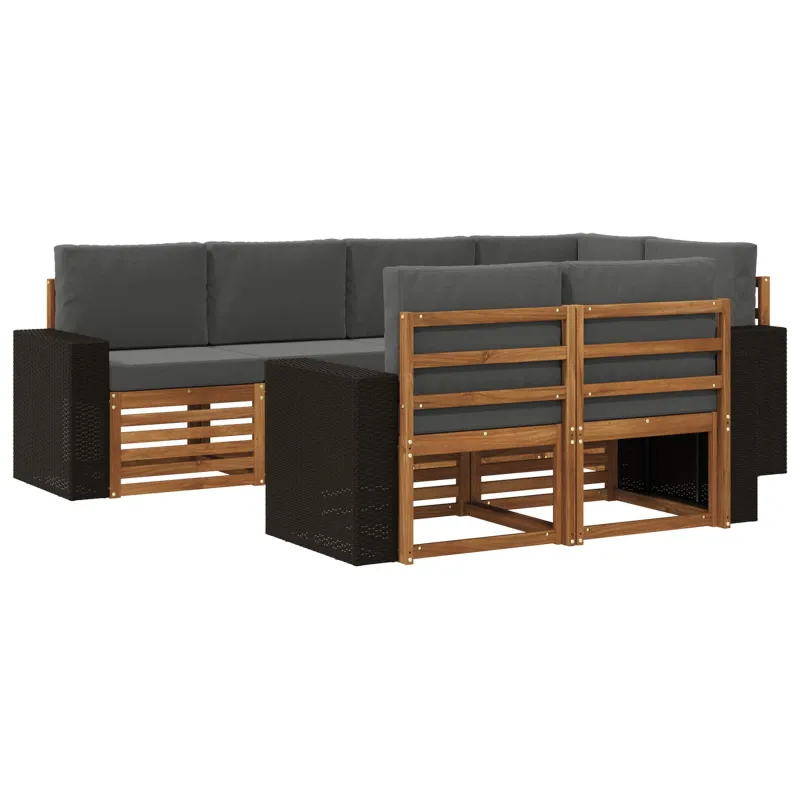 Sekcijos sofų komplektas 7 pcs Natūralus ir antracitas