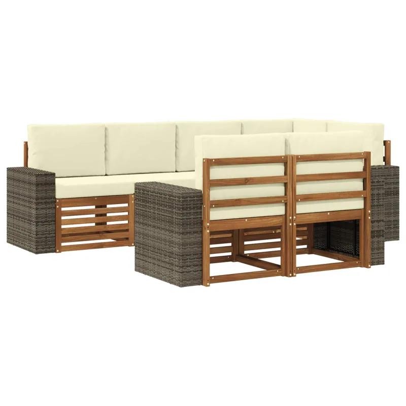 Sekcijos sofų komplektas 7 pcs Natūralus ir grietinėlė