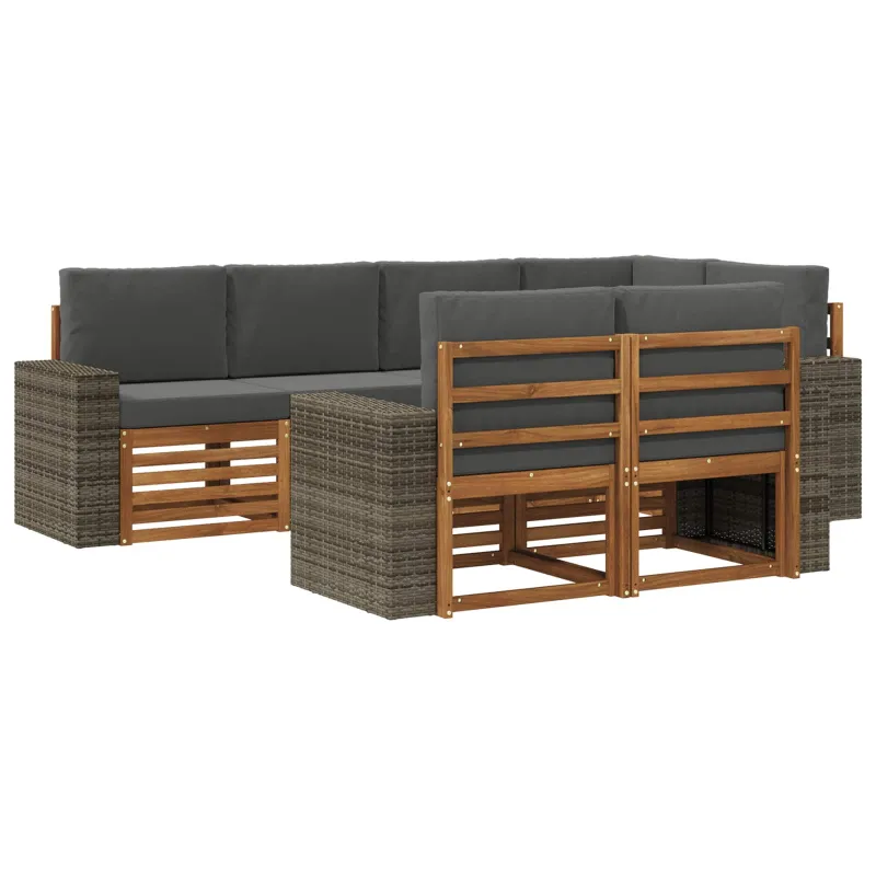Sekcijos sofų komplektas 7 pcs Natūralus ir antracitas