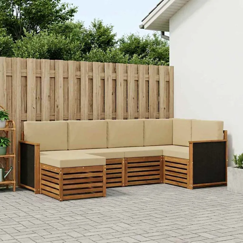 Sekcijos sofų komplektas su pagalve 5 pcs Natūrali