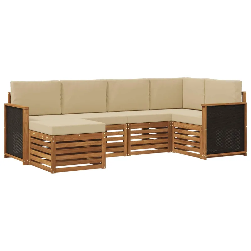Sekcijos sofų komplektas su pagalve 5 pcs Natūrali
