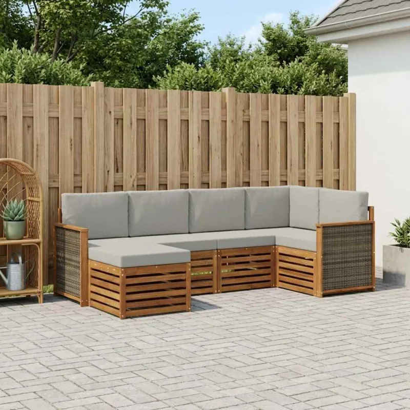 Sekcijos sofų komplektas 5 pcs Natūrali ir šviesiai pilka