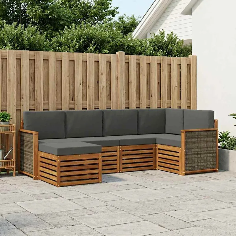 Sekcijos sofų komplektas 5 pcs Natūralus ir antracitas