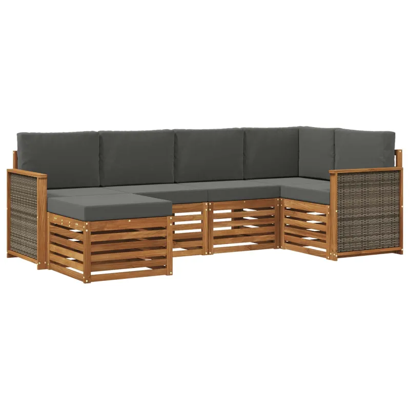 Sekcijos sofų komplektas 5 pcs Natūralus ir antracitas