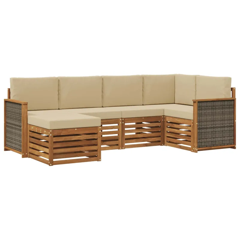 Sekcijos sofų komplektas su pagalve 5 pcs Natūrali