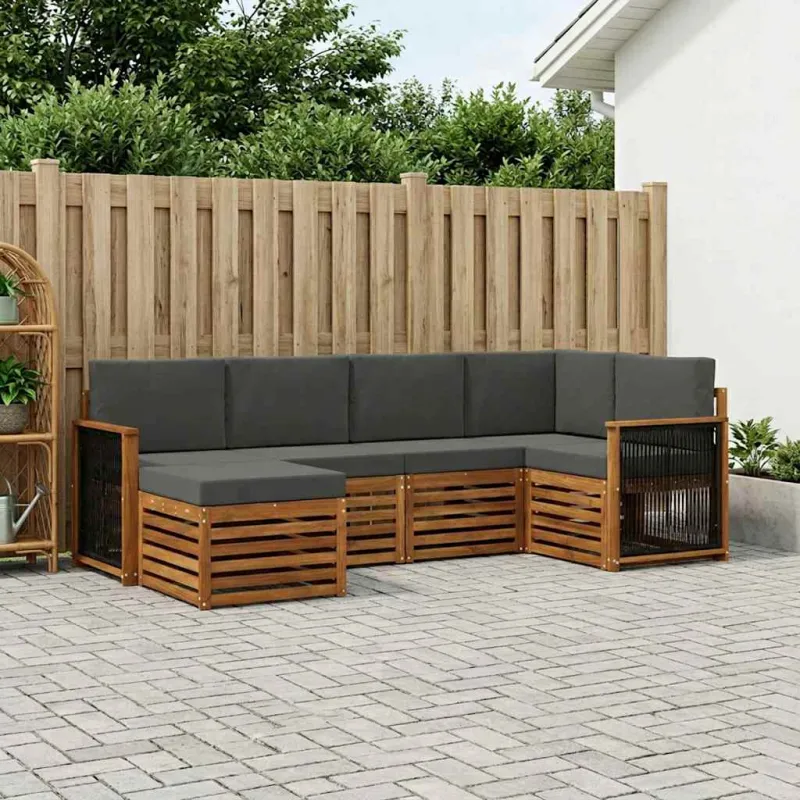 Sekcijos sofų komplektas 5 pcs Natūralus ir antracitas
