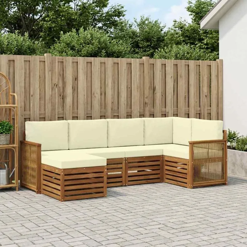 Sekcijos sofų komplektas 5 pcs Natūralus ir grietinėlė