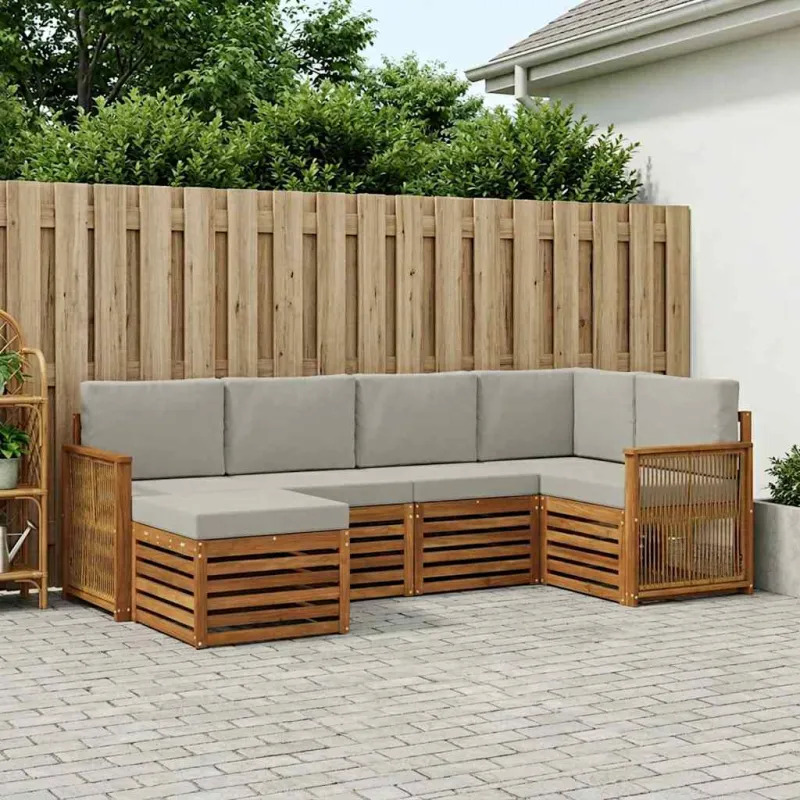 Sekcijos sofų komplektas 5 pcs Natūrali ir šviesiai pilka