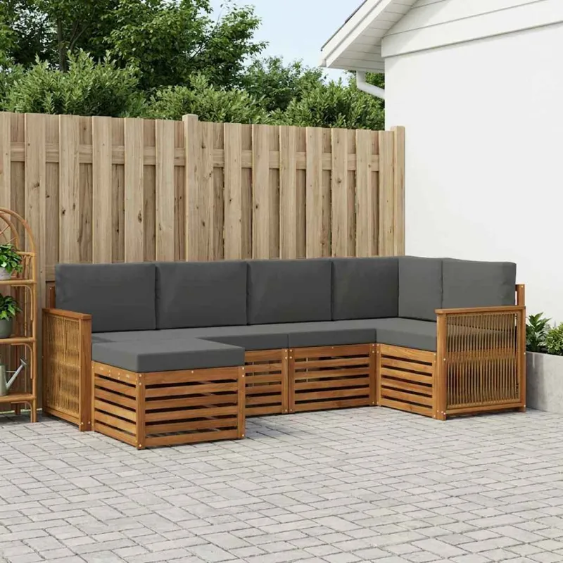 Sekcijos sofų komplektas 5 pcs Natūralus ir antracitas