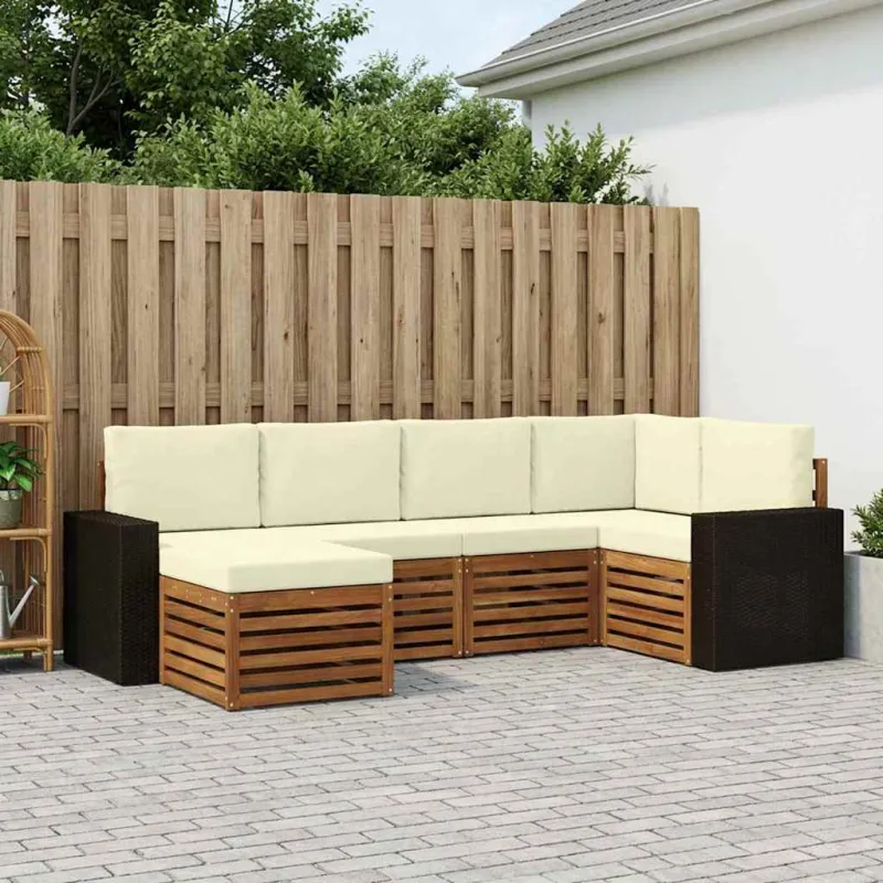 Sekcijos sofų komplektas 6 pcs Natūralus ir grietinėlė