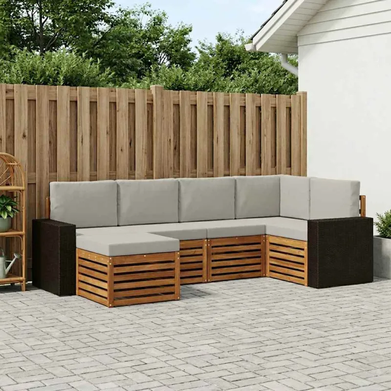 Sekcijos sofų komplektas 6 pcs Natūrali ir šviesiai pilka