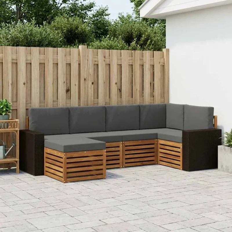 Sekcijos sofų komplektas 6 pcs Natūralus ir antracitas