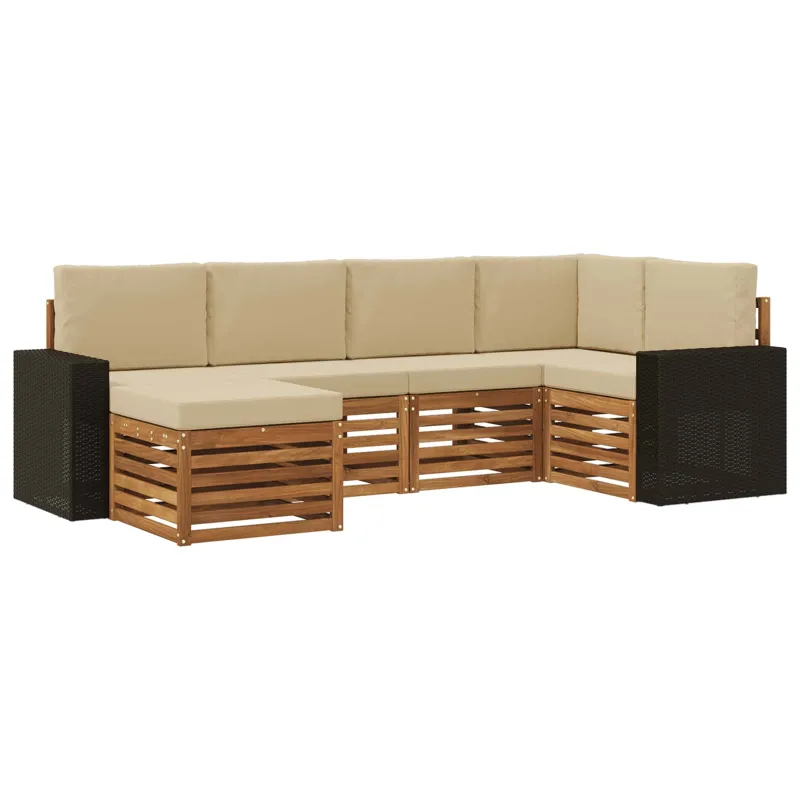 Sekcijos sofų komplektas su pagalve 6 pcs Natūralus ir bežinis