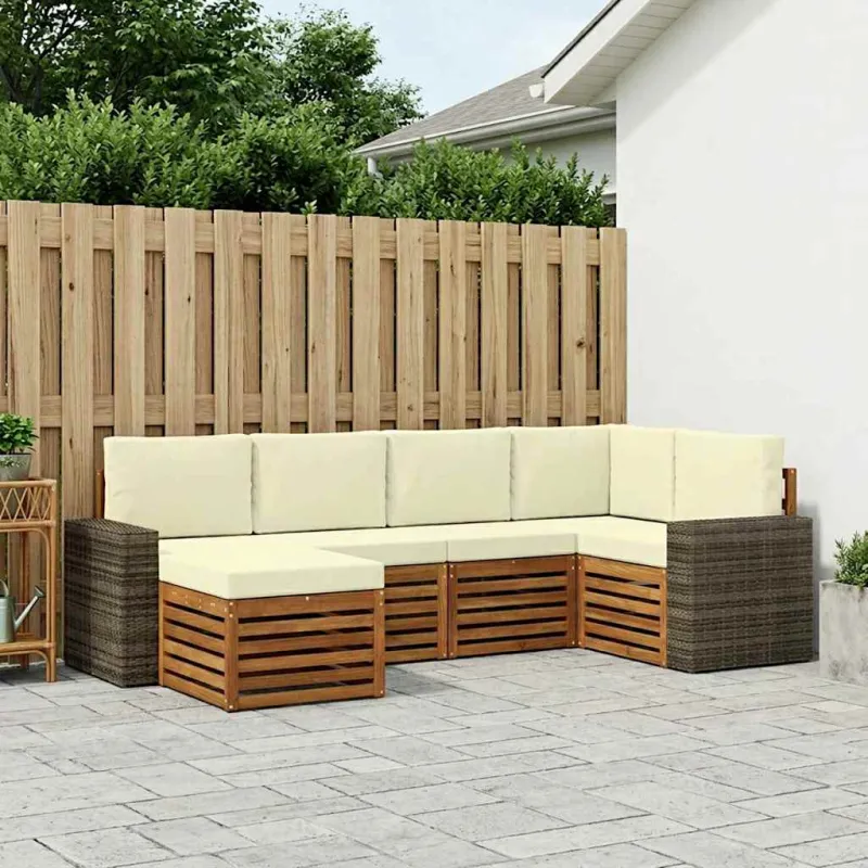 Sekcijos sofų komplektas 6 pcs Natūralus ir grietinėlė