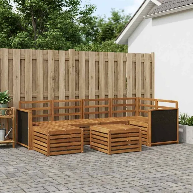Sekcijos sofų komplektas 6 pcs Natūrali Kietos akacijos mediena