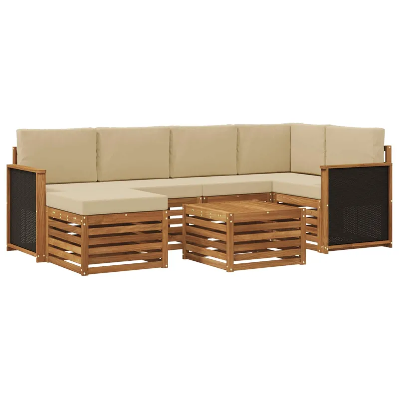 Sekcijos sofų komplektas su pagalve 6 pcs Natūrali