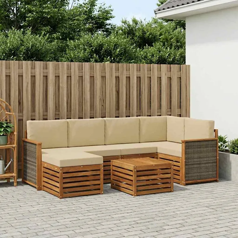 Sekcijos sofų komplektas su pagalve 6 pcs Natūrali