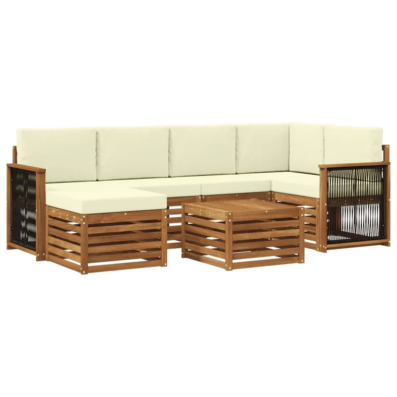 Sekcijos sofų komplektas 6 pcs Natūralus ir grietinėlė